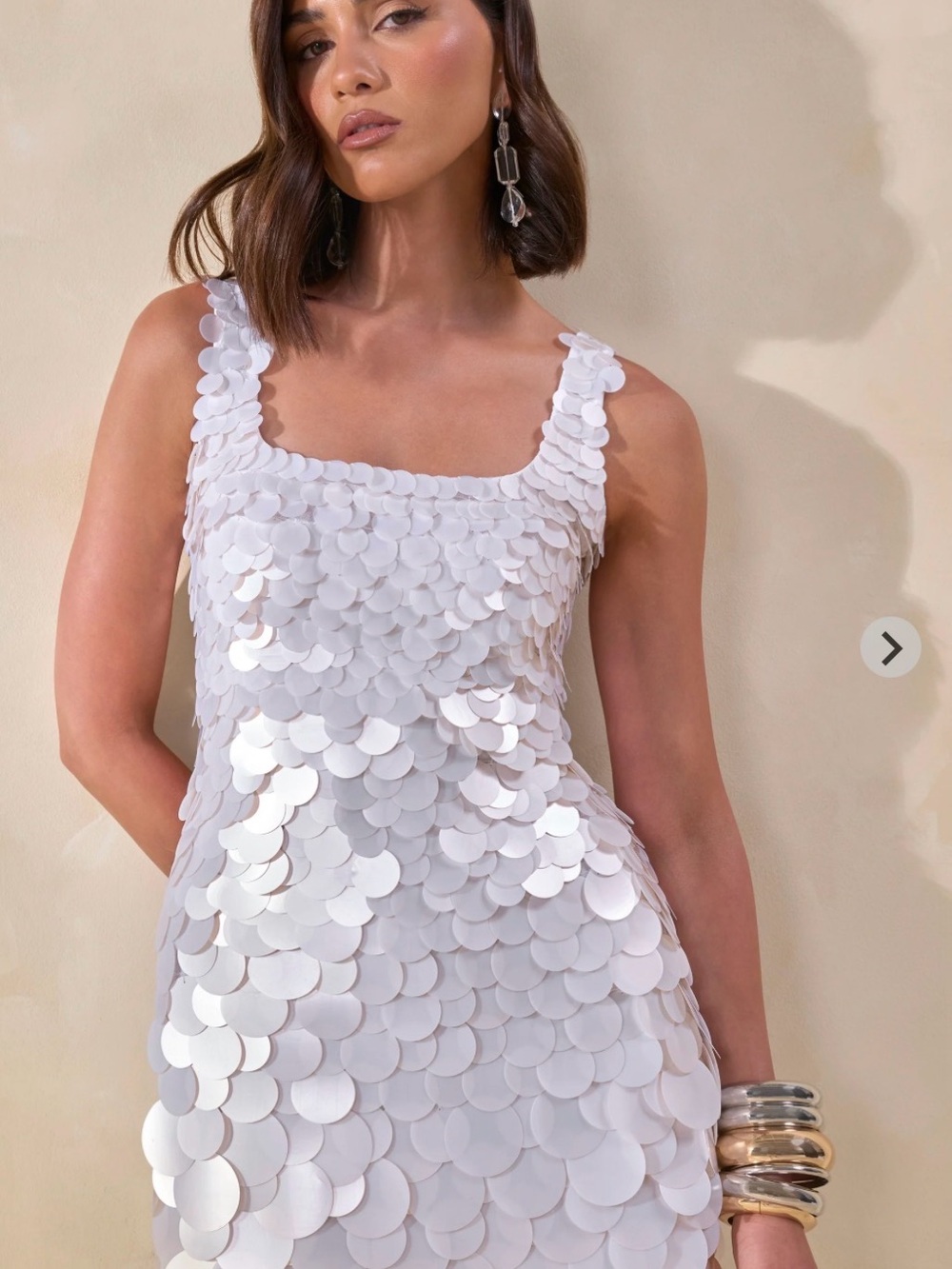 White Sequin Mini Dress